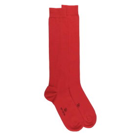 Men's fine gauge egyptian cotton knee-high socks grass - Red | Doré Doré
