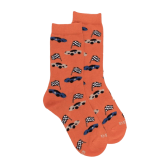 Kids' cotton socks with racing cars repeat pattern - Apricot | Doré Doré