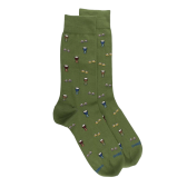 Men's cotton socks with drums repeat pattern - Green Country | Doré Doré