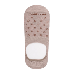 Men's cotton lisle no-show socks with "DD" repeat pattern - Beige Sand | Doré Doré