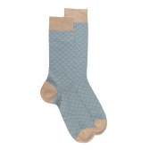 Men's cotton lisle socks with diamonds weave repeat pattern - Beige Grege | Doré Doré
