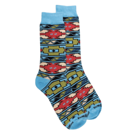 Men's cotton socks with colorful tribal geometries pattern - Blue | Doré Doré
