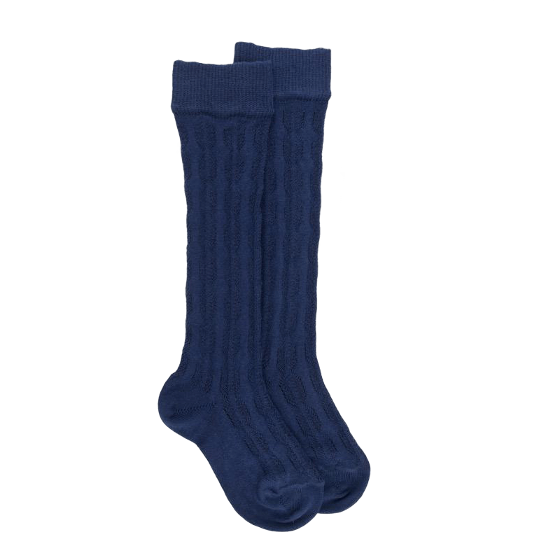 Kids' openwork cotton knee-high socks - Royal Blue | Doré Doré