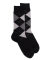 Men's cotton socks with intarsia  repeat pattern - Black