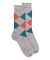 Men's cotton socks with intarsia  repeat pattern - Green Sage