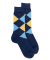 Men's cotton socks with intarsia  repeat pattern - Royal Blue