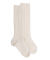 Children's wool and cashmere long socks vertical braid - Cream