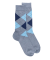 Men's cotton socks with intarsia  repeat pattern - Blue ice