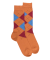 Men's cotton socks with intarsia  repeat pattern - Orange