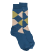 Men's cotton socks with intarsia  repeat pattern - Blue