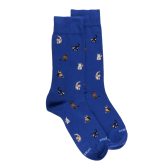 Men's cotton socks with cats repeat pattern - Blue France | Doré Doré