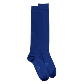 Men's fine gauge egyptian cotton knee-high socks grass - Blue France | Doré Doré