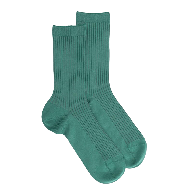 Women's ribbed cotton lisle socks - Green Mint | Doré Doré