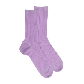 Women's ribbed cotton lisle socks - Lavender | Doré Doré