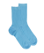Women's ribbed cotton lisle socks - Azure