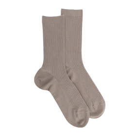 Women's ribbed cotton lisle socks - Grey | Doré Doré