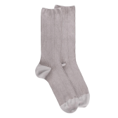 Men's elastic-free two-tone ribbed cotton lisle socks - Grey Metal | Doré Doré