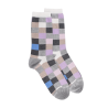 Women's checkered egyptian cotton socks - Grey Stone