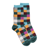 Women's checkered egyptian cotton socks - Green | Doré Doré