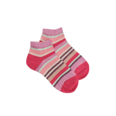 Women's glitter cotton sneaker socks with stripes - Cherry | Doré Doré