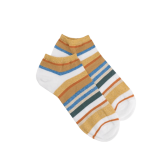 Women's glitter cotton sneaker socks with stripes - White | Doré Doré