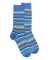 Men's striped cotton lisle socks - Azure