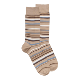Men's striped cotton lisle socks - Beige Sand | Doré Doré