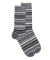 Men's striped cotton lisle socks - Grey melange