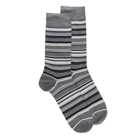 Men's striped cotton lisle socks - Grey melange | Doré Doré
