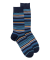 Men's striped cotton lisle socks - Blue sailor