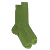 Men's fine gauge ribbed cotton lisle socks - Green Country | Doré Doré