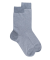 Men's strengthened cotton lisle socks, with birdseye pattern - Blue ice