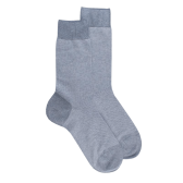 Men's strengthened cotton lisle socks, with birdseye pattern - Blue ice | Doré Doré