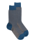 Men's strengthened cotton lisle socks, with birdseye pattern - Blue