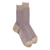 Men's two-tone ribbed cotton lisle socks - Beige Grege