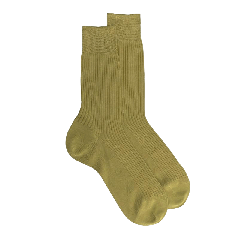 Men's ribbed 100% cotton lisle socks - Green Absinthe | Doré Doré