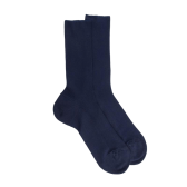 Women's elastic-free ribbed cotton lisle socks - Blue sailor | Doré Doré