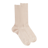 Men's elastic-free ribbed egyptian cotton socks - Beige Linen | Doré Doré