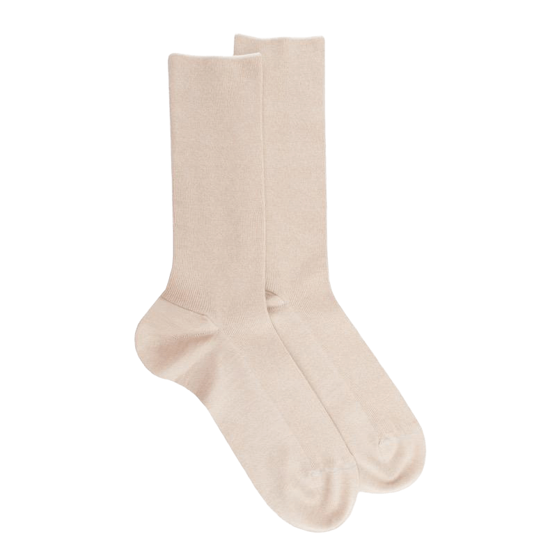 Men's elastic-free ribbed egyptian cotton socks - Beige Linen | Doré Doré