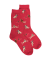 Children's cotton patterned socks dogs and cats - Red mullet colour