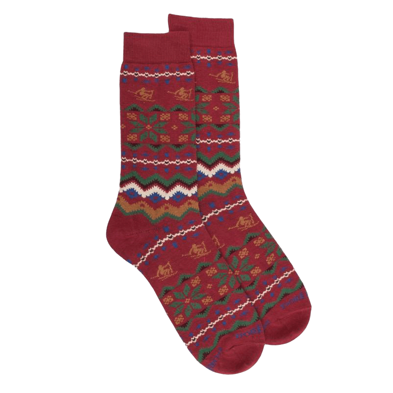 Men's cotton socks with Christmas motif - Red | Doré Doré