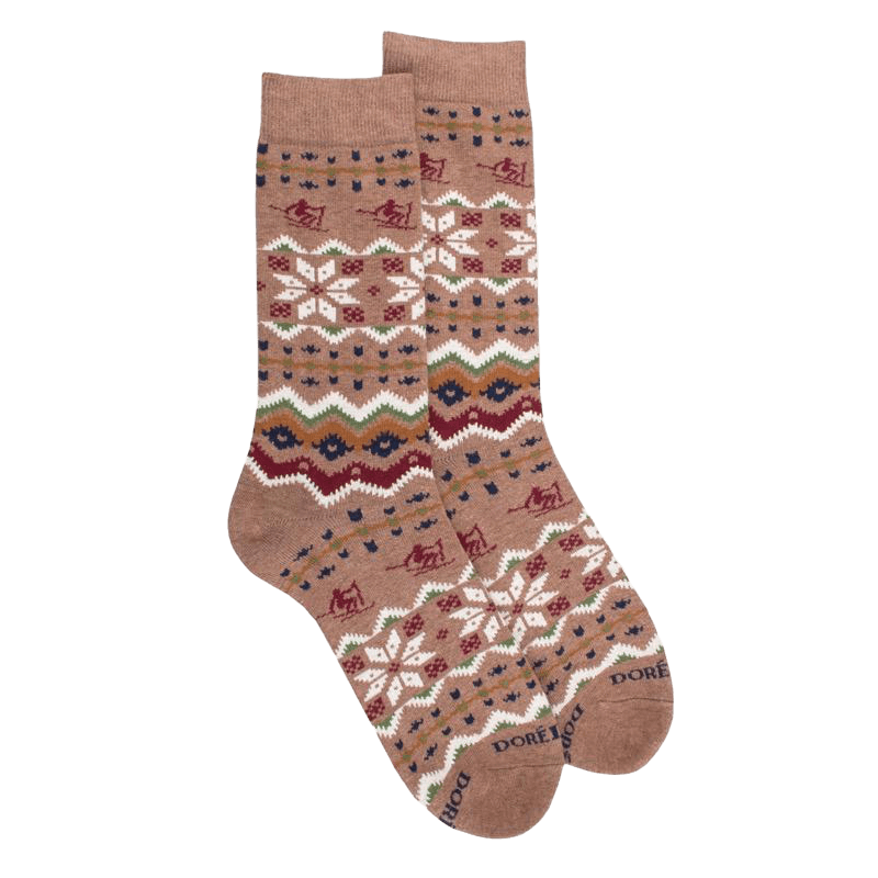 Men's cotton socks with Christmas motif - Brown Quail | Doré Doré