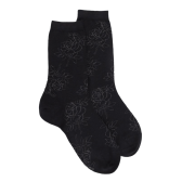 Women's plain wool socks with transparency - Black | Doré Doré