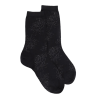 Women's plain wool socks with transparency - Black