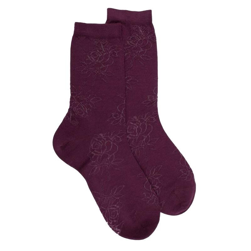 Women's plain wool socks with transparency - Red | Doré Doré
