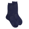 Women's plain wool socks with transparency - Navy Blue | Doré Doré