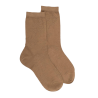 Women's plain wool socks with transparency - Camel