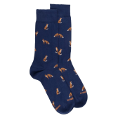 Men's cotton fox patterned socks - Royal Blue | Doré Doré