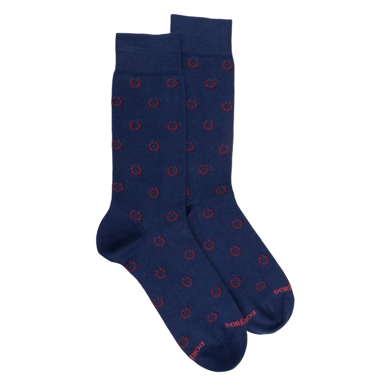 Men's cotton horseshoe patterned socks - Royal Blue | Doré Doré