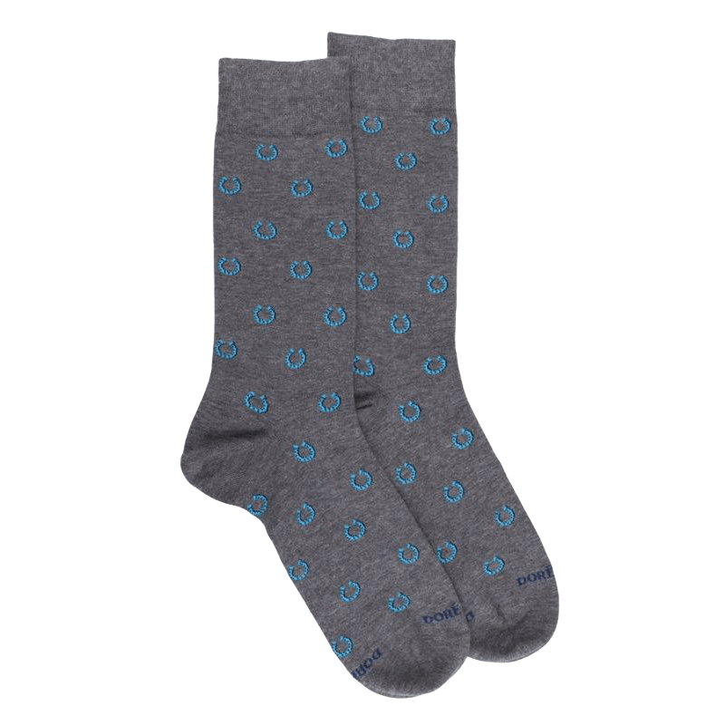 Men's cotton horseshoe patterned socks - Oxford grey | Doré Doré